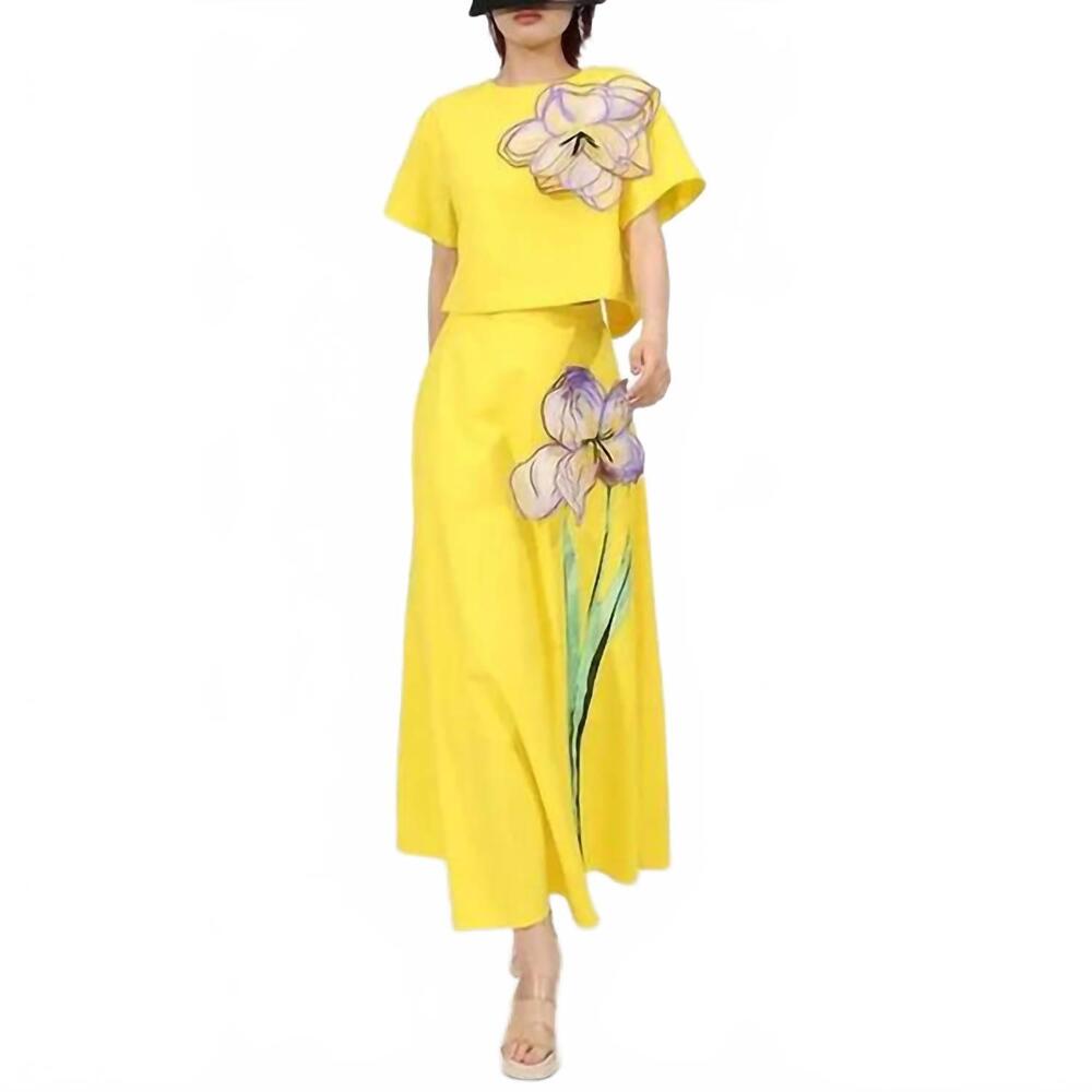 NEW LOVE LETTER floral statement skirt in yellow